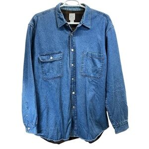 Vintage Field Gear Mens Cotton Denim Flannel Lined Button Down Shirt XXLT